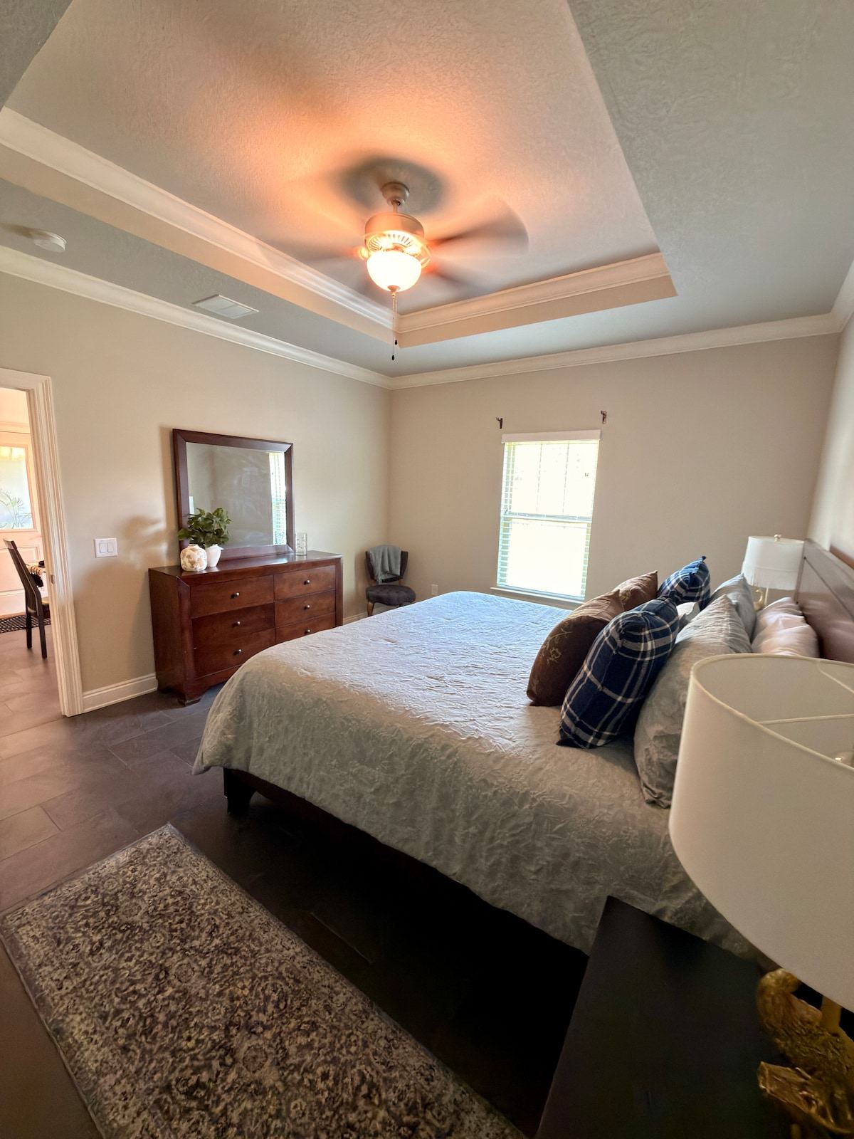Primary bedroom with king bed