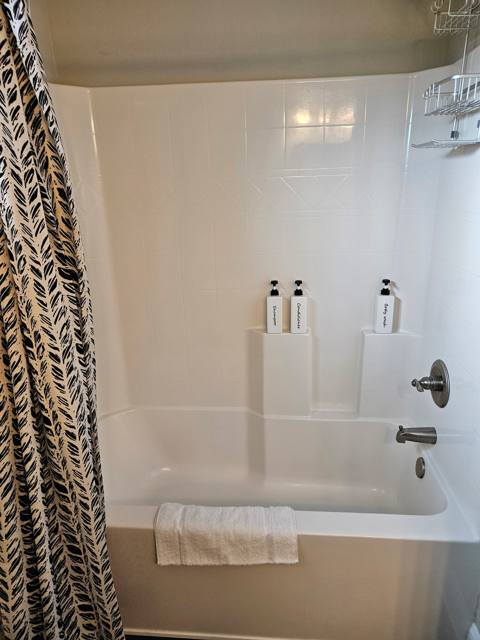 Hall bath tub and shower combo